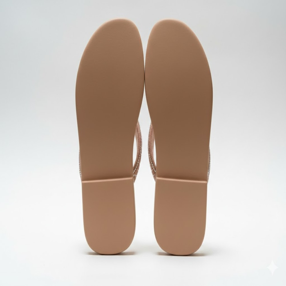 Embellished Strap Flat Slide Sandals